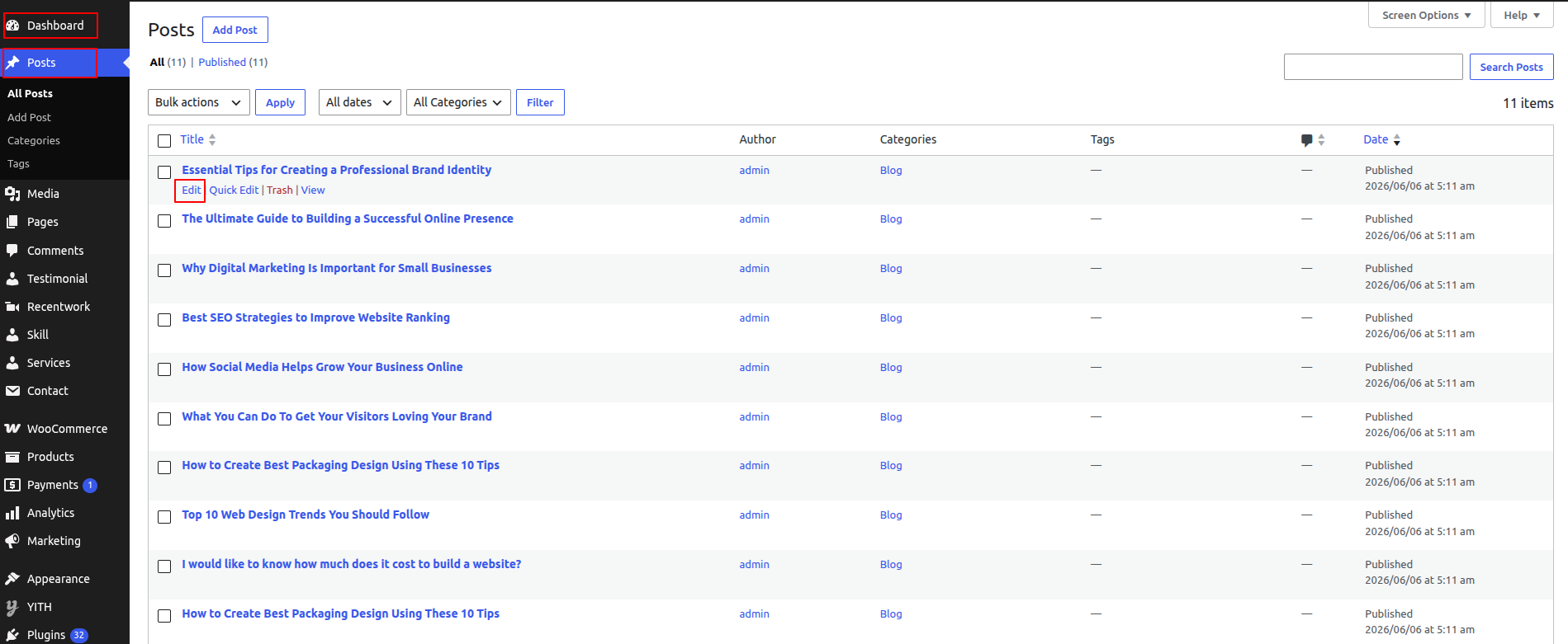 Blog Settings