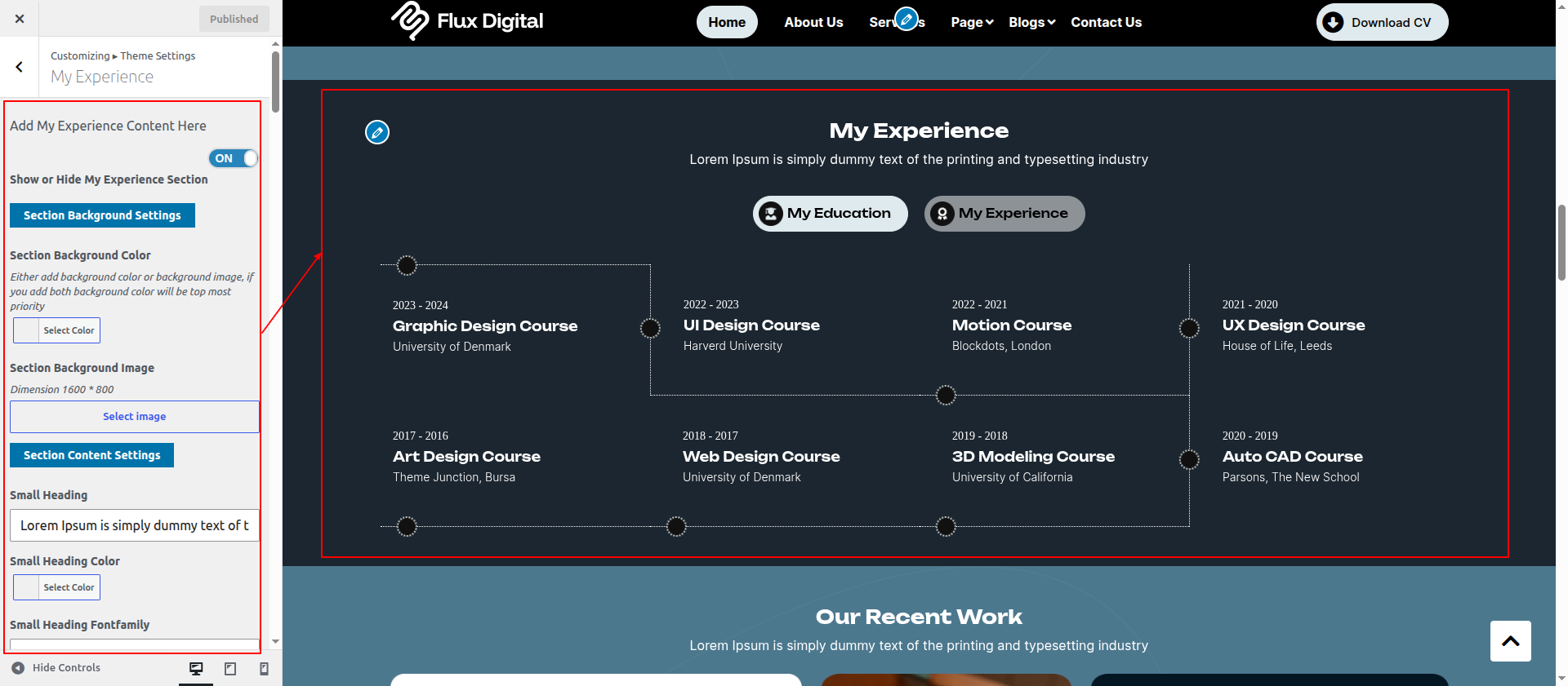 Records Customizer Settings