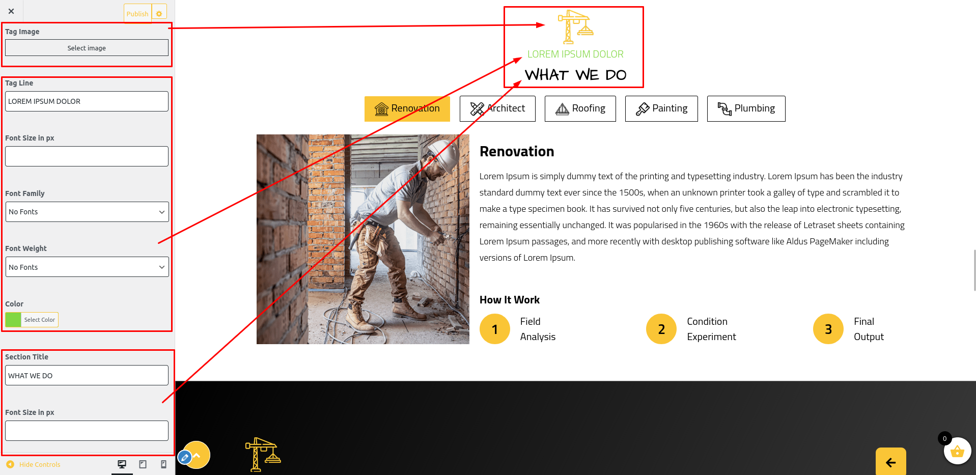 whatwedo Section Customizer Settings