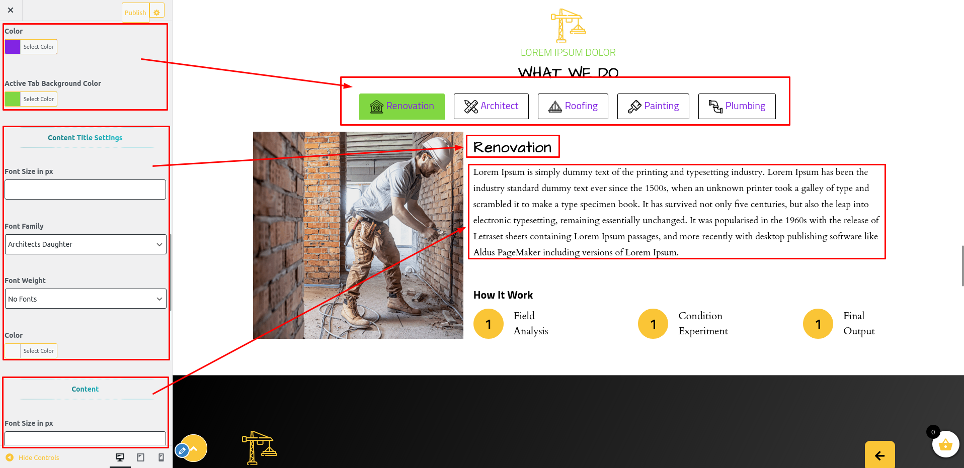 whatwedo Section Customizer Settings