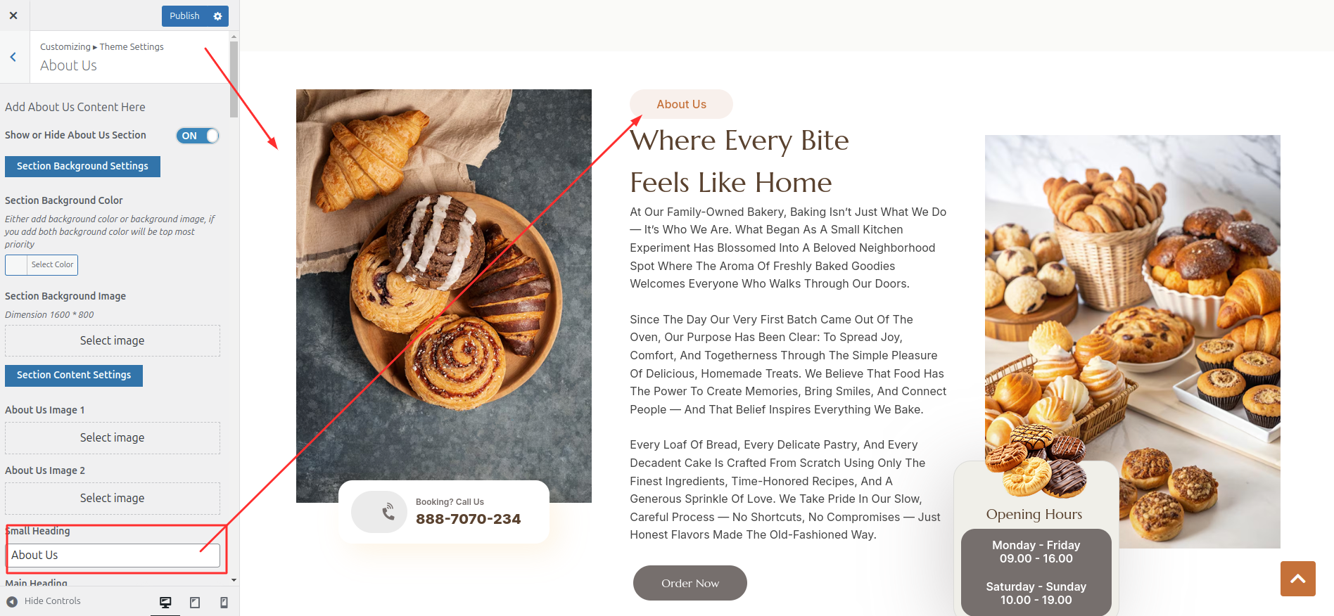 Services Customizer Settings