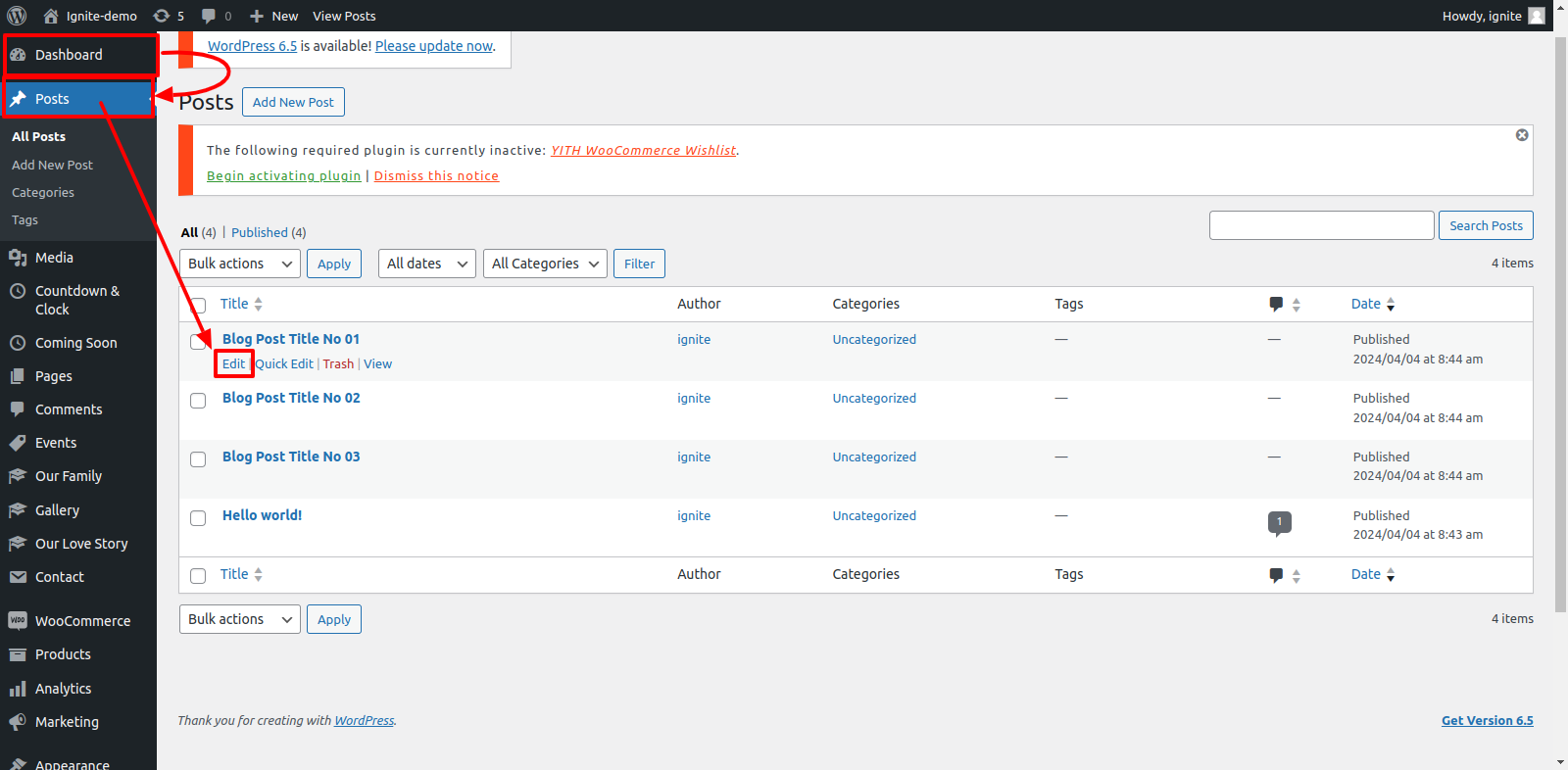 Gift Registration Customizer Settings