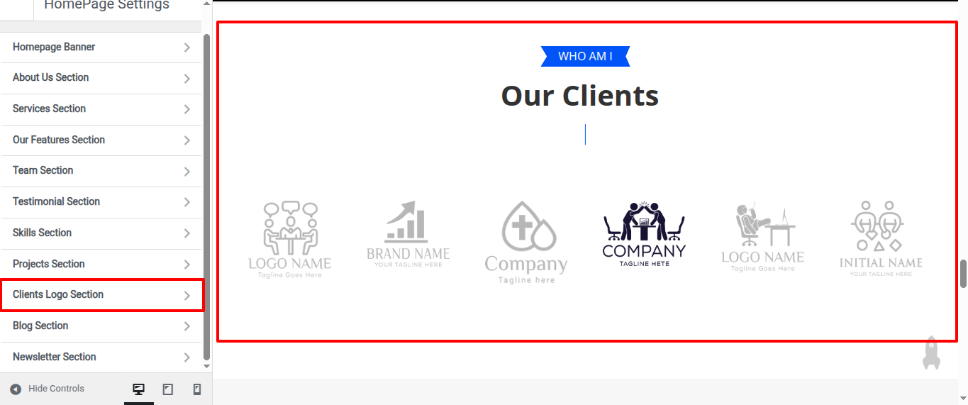 Clients Logo Customizer Settings