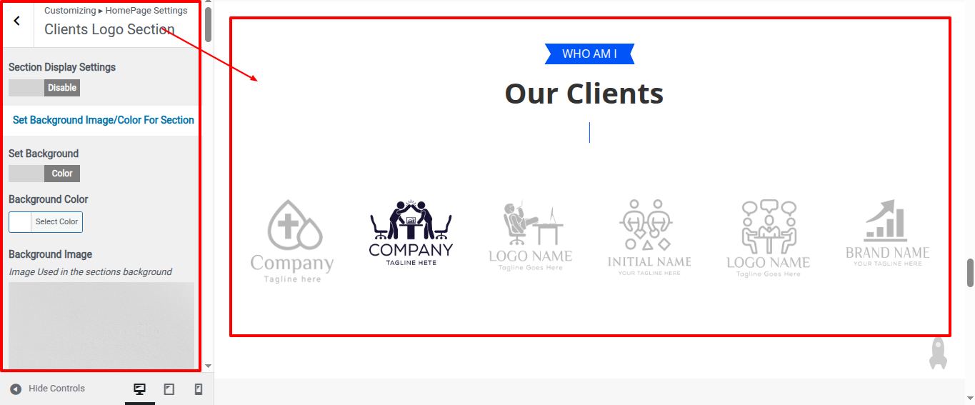 Clients Logo Customizer Settings