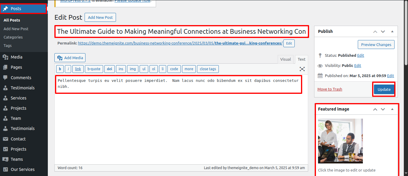 Blog Customizer Settings