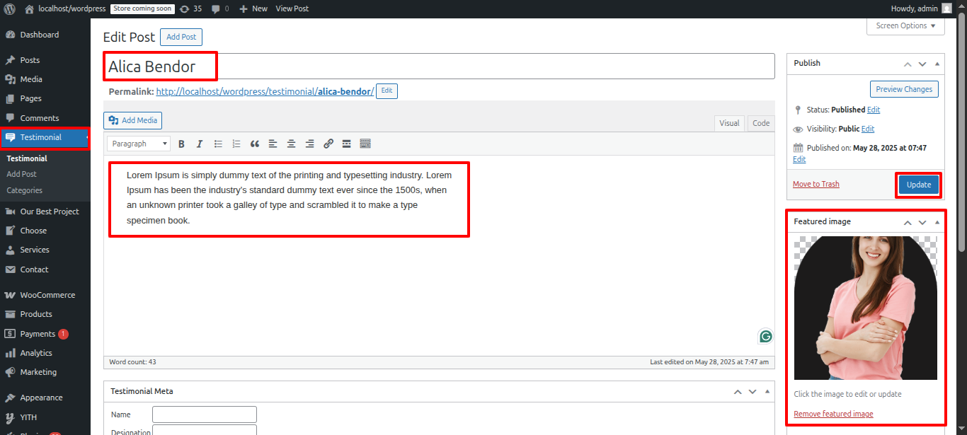 Client Says Customizer Settings