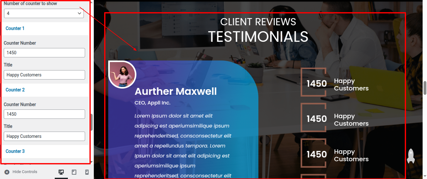 Testimonial Counter Section