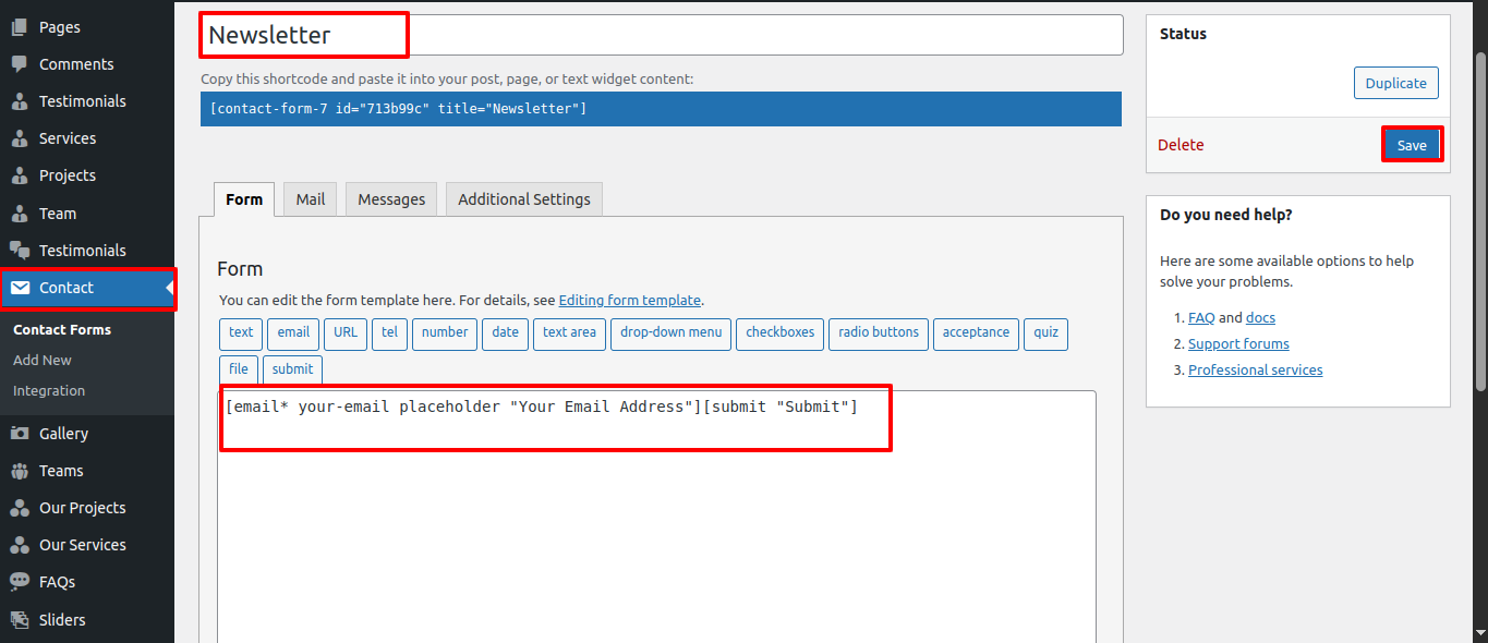 Newsletter Settings