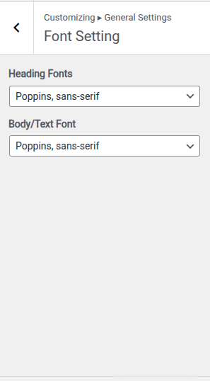Font Setting for Font