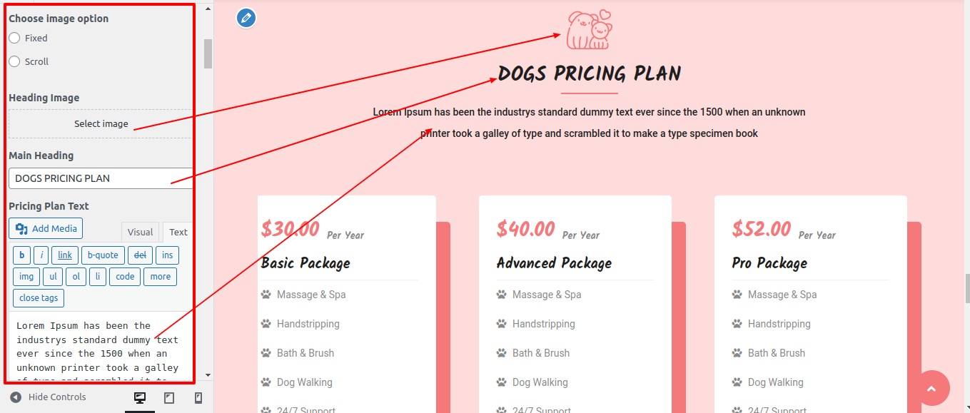 Pets Pricing Plan Section