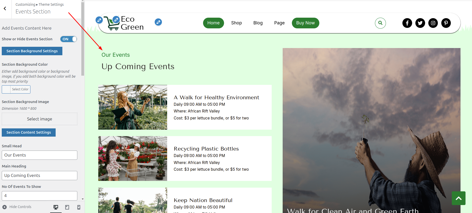 Events Section