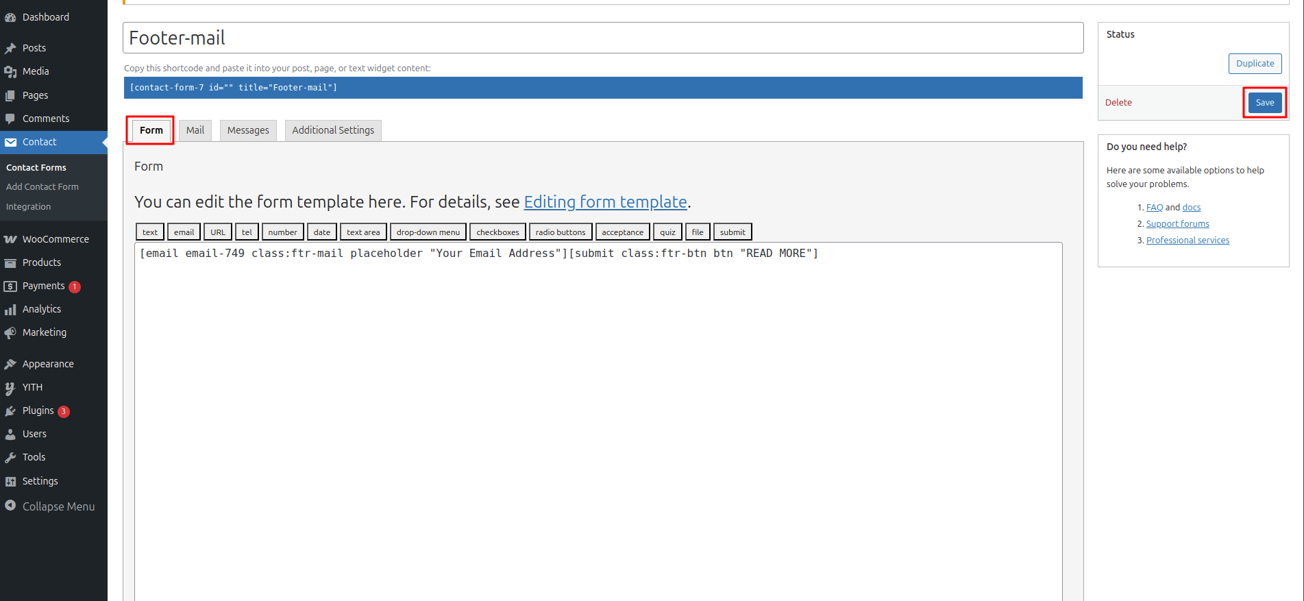 Newsletter Form Settings