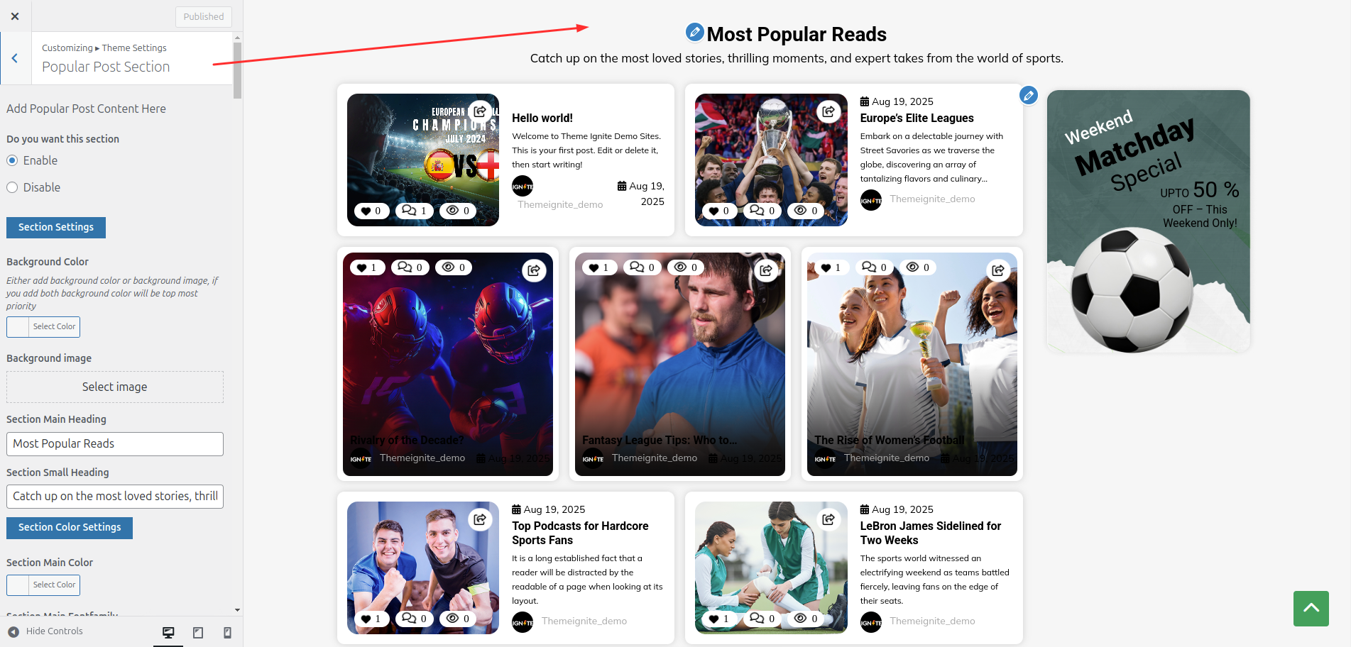 Popular Post Section