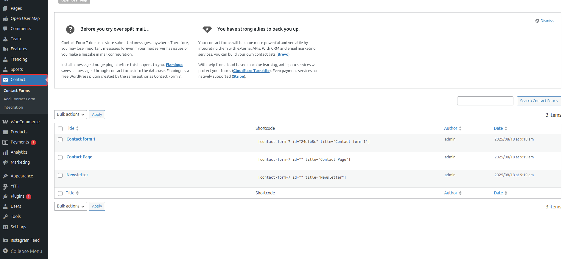 Newsletter Form Settings