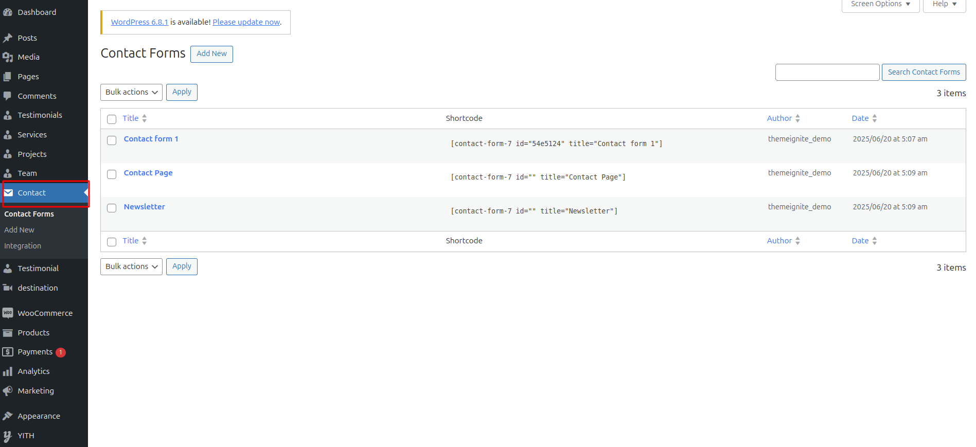 Newsletter Form Settings