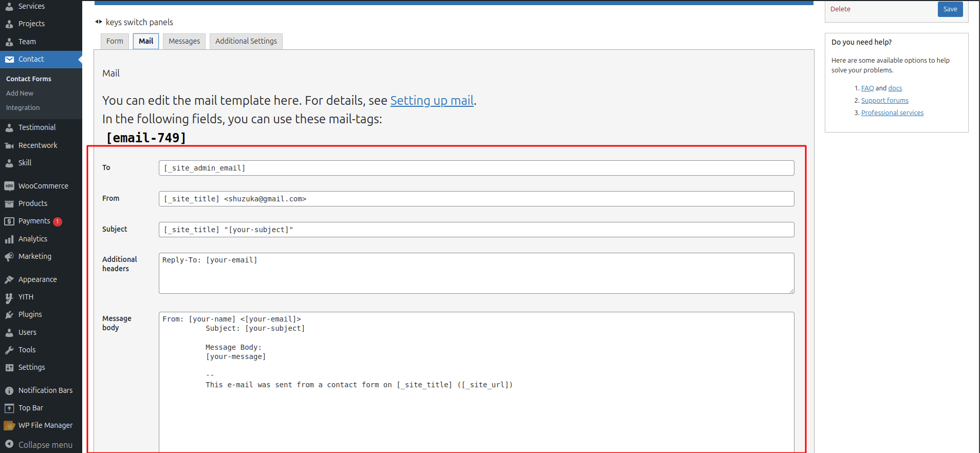 Newsletter Form Settings