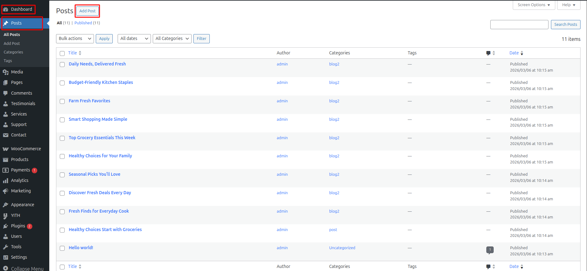 Blog Settings