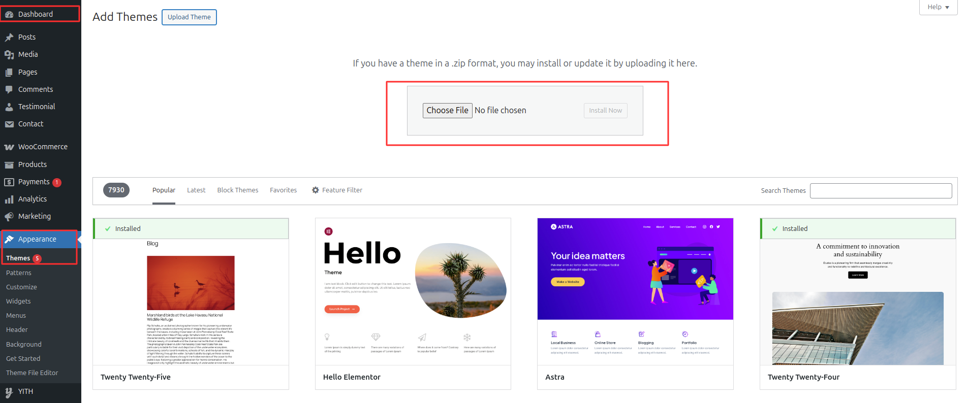 Install theme