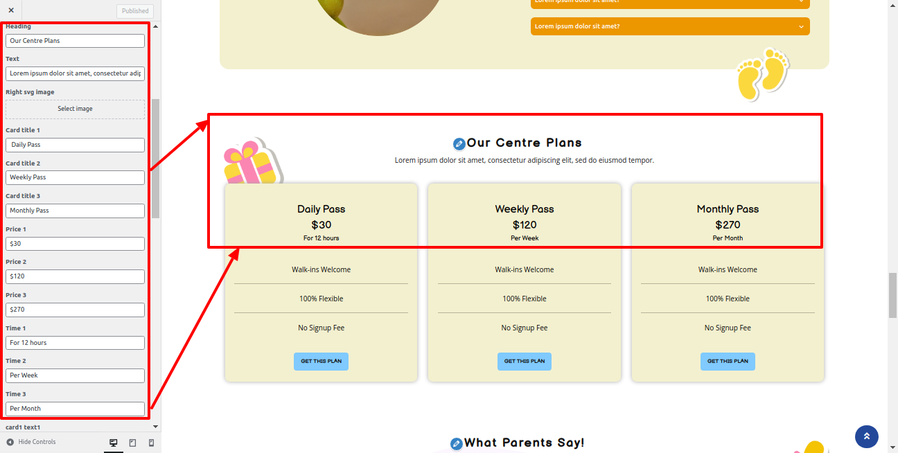 Pricecard Customizer Settings