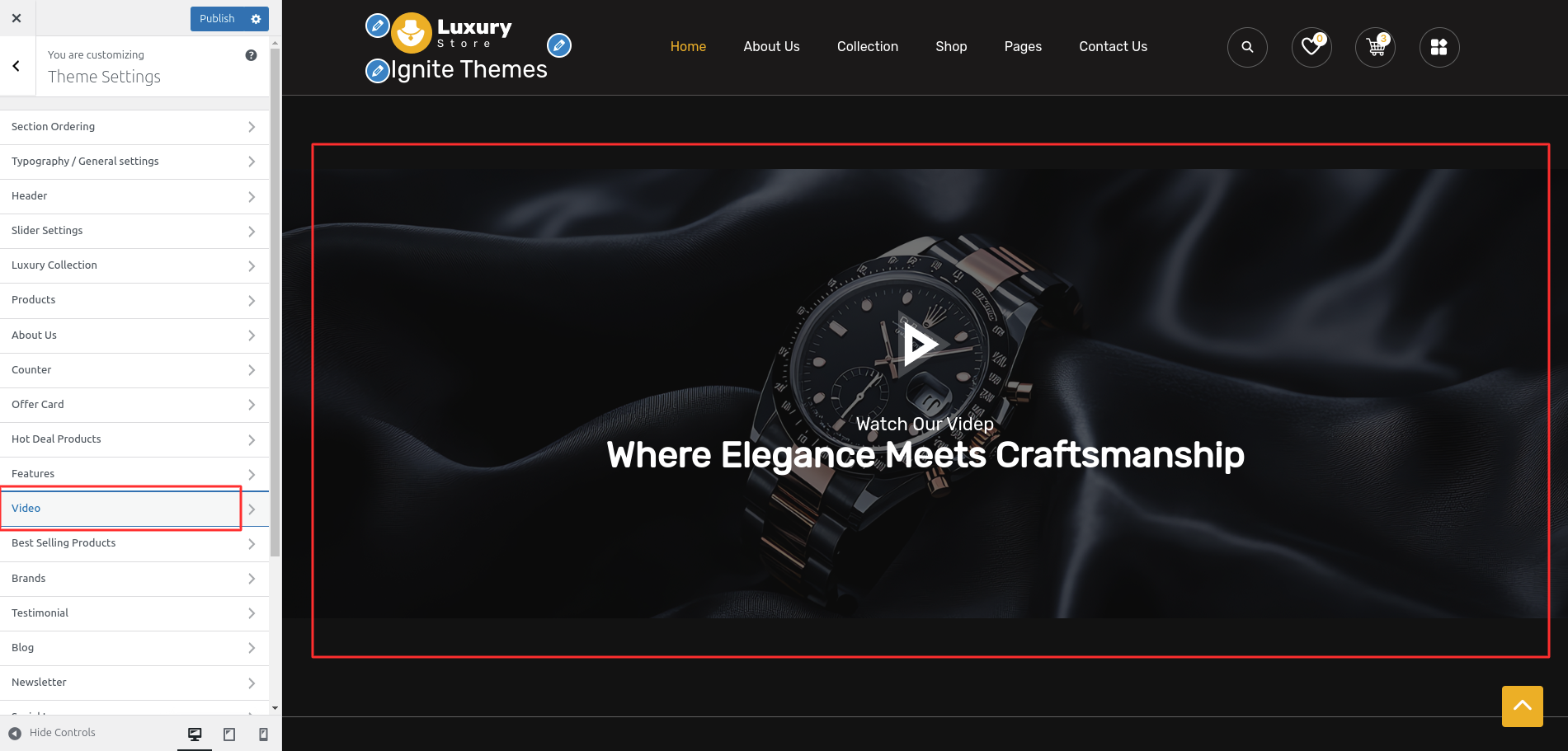 Video Customizer Settings
