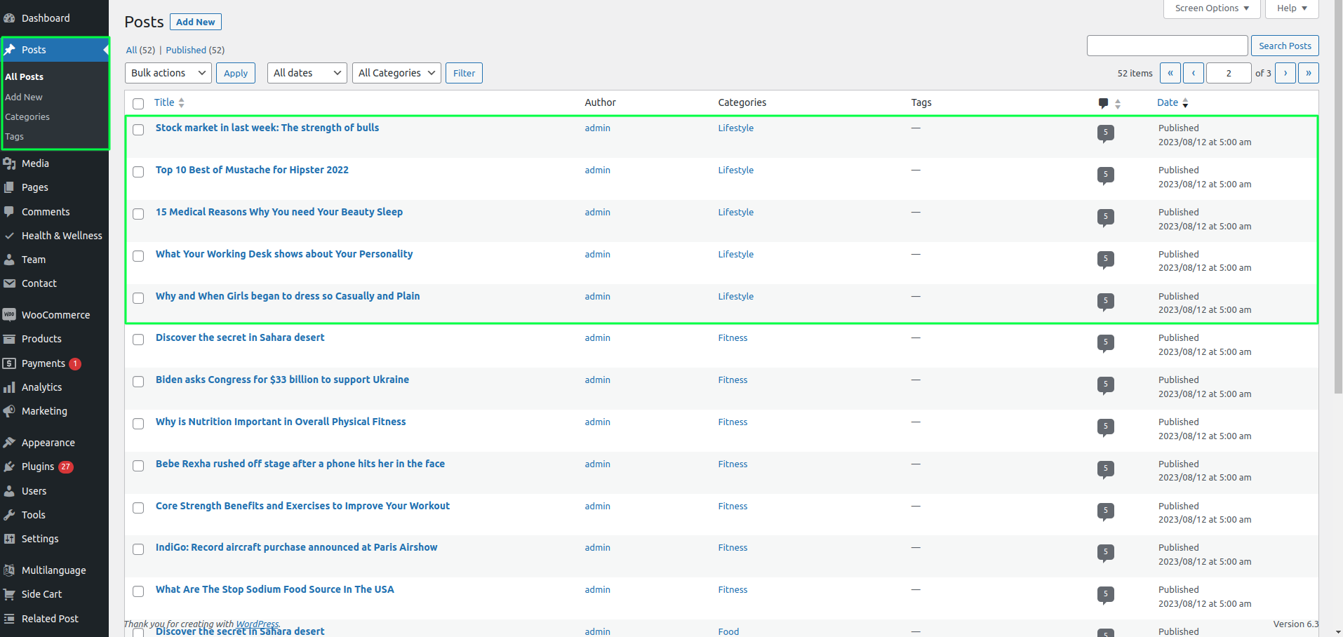 Lifestyle News Section Customizer Settings