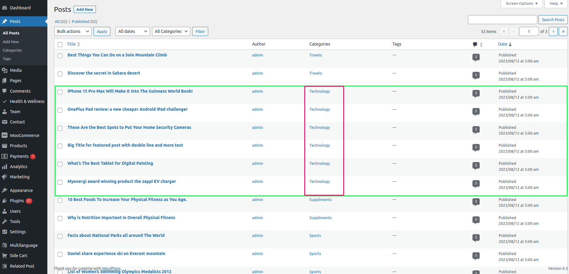 Technology Customizer Settings