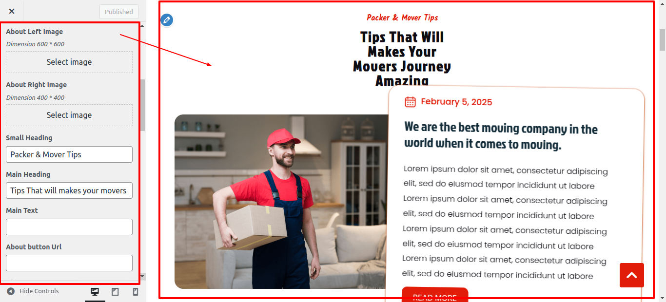 Services Customizer Settings