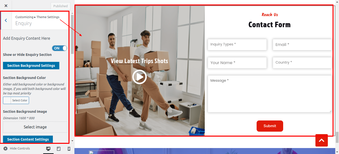 Newsletter Customizer Settings