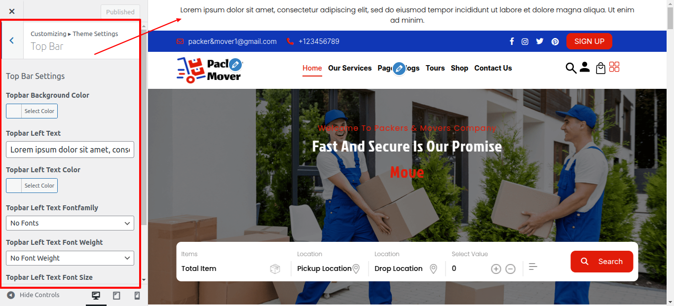 Content Font Settings