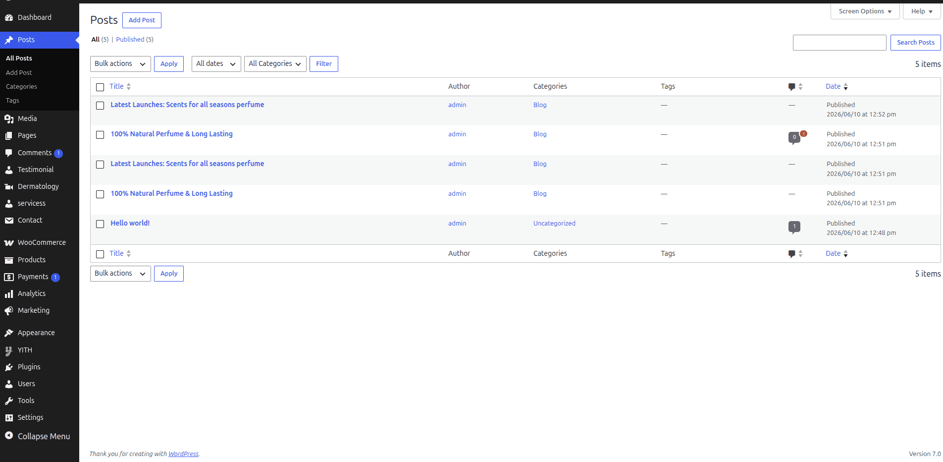 Blog Settings