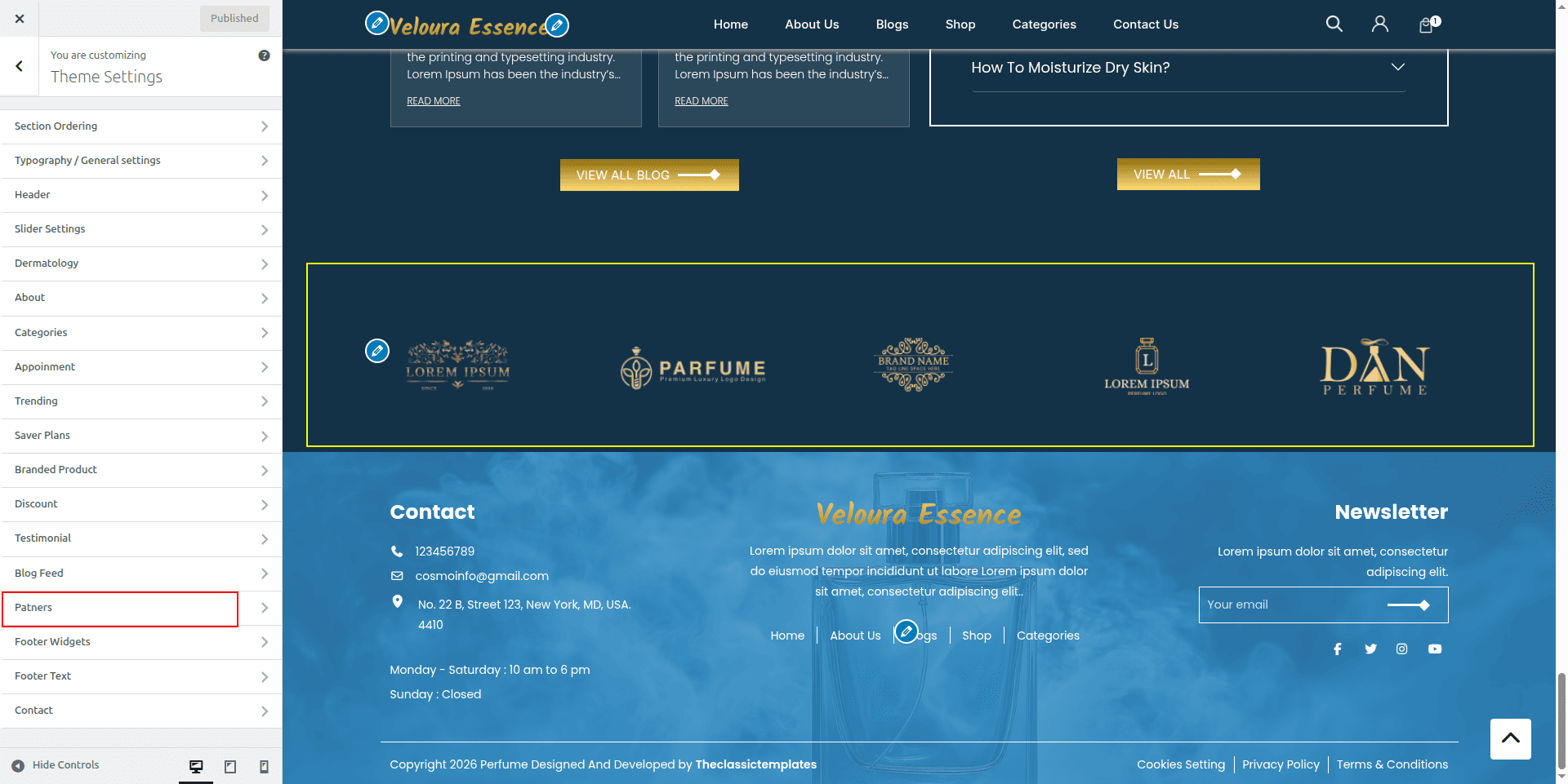 Sponsor Customizer Settings