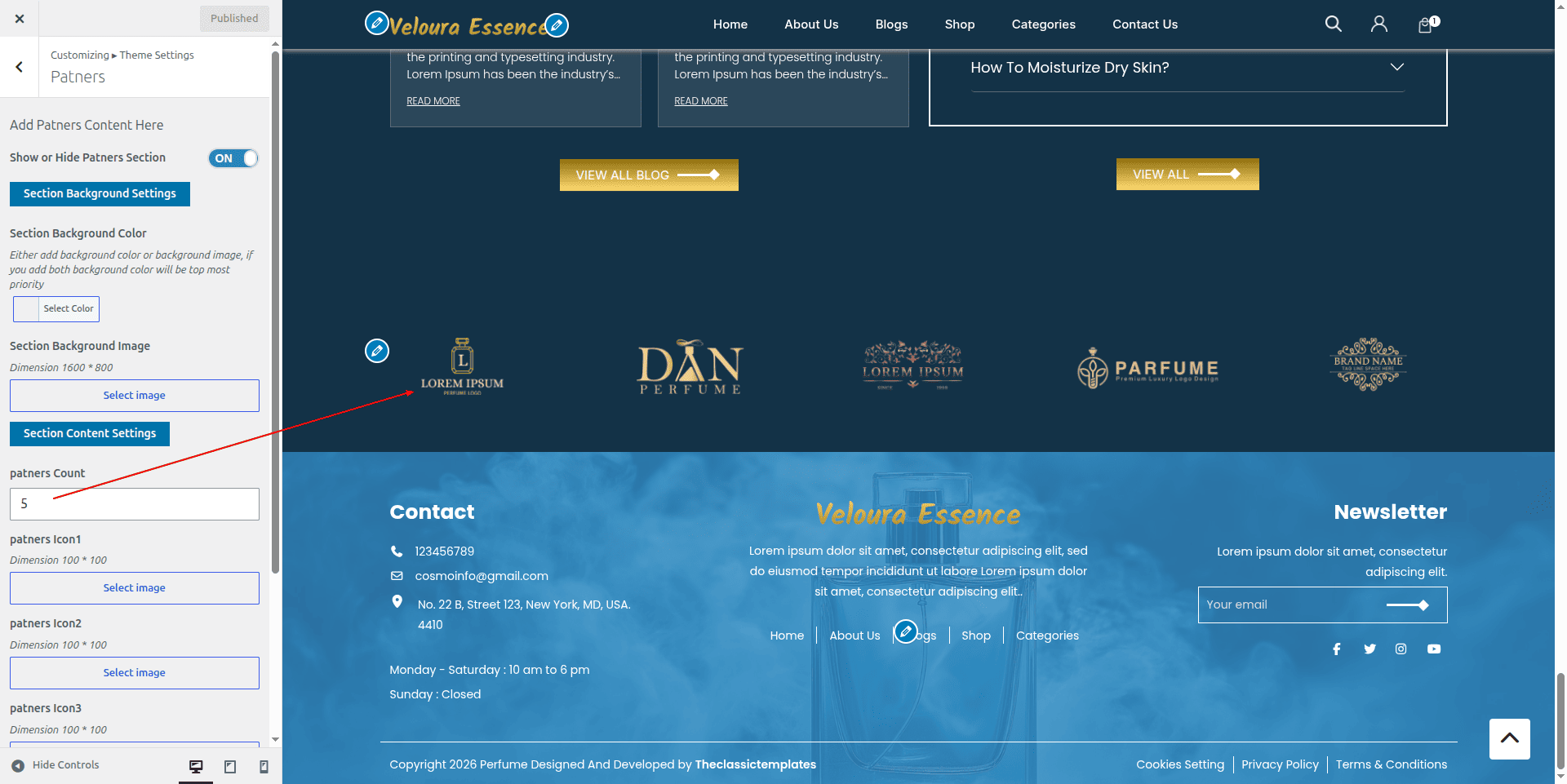 Sponsor Customizer Settings