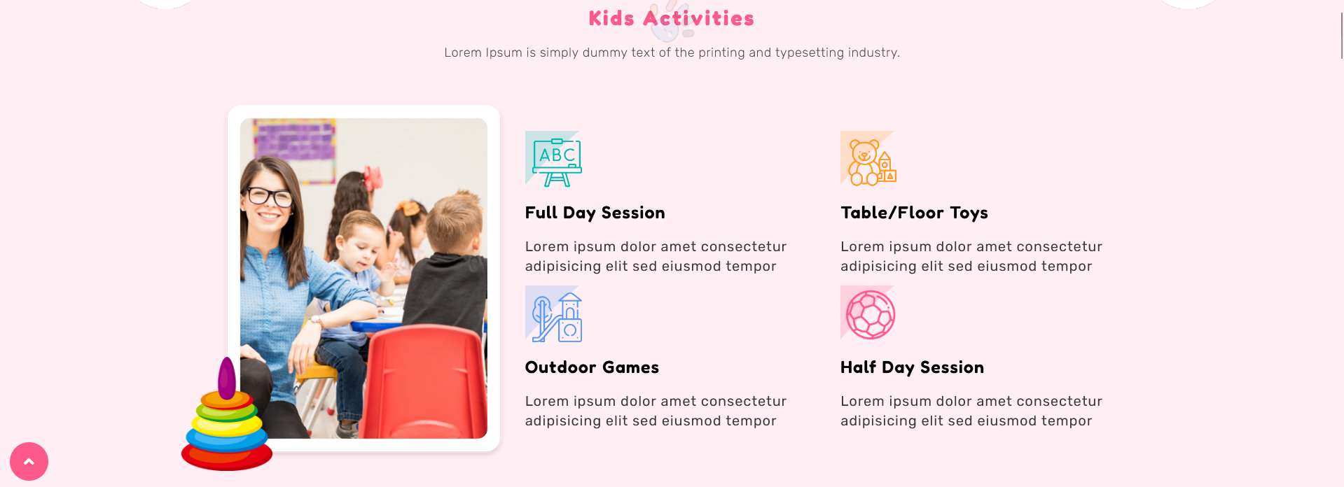 Kids Activities Stats Section Section