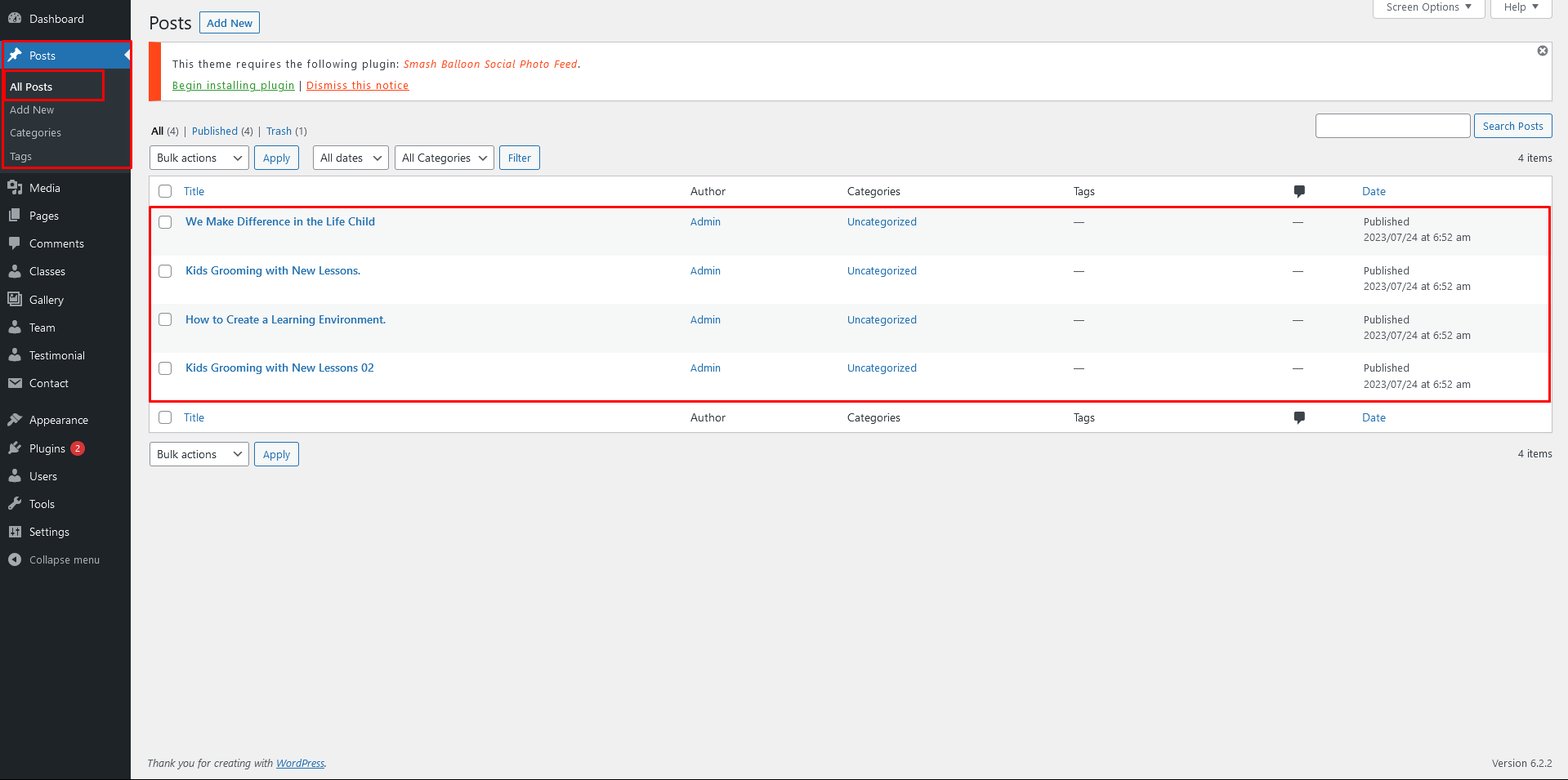 News & Article Customizer Settings