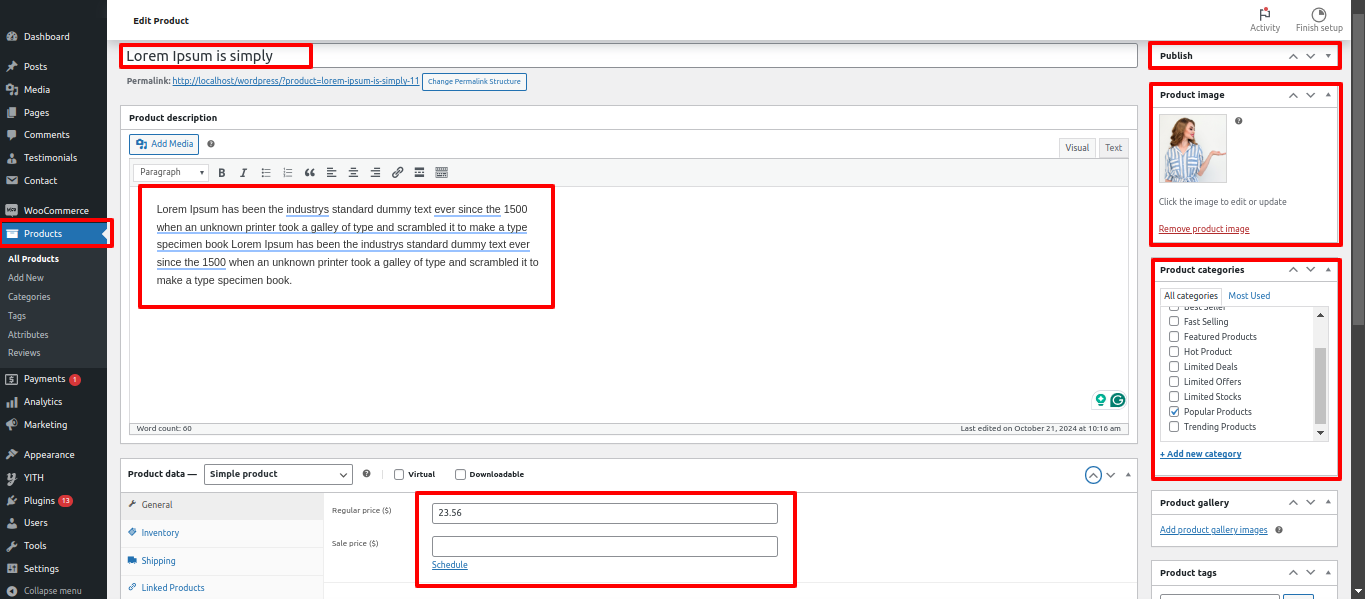 Product Category Customizer Settings