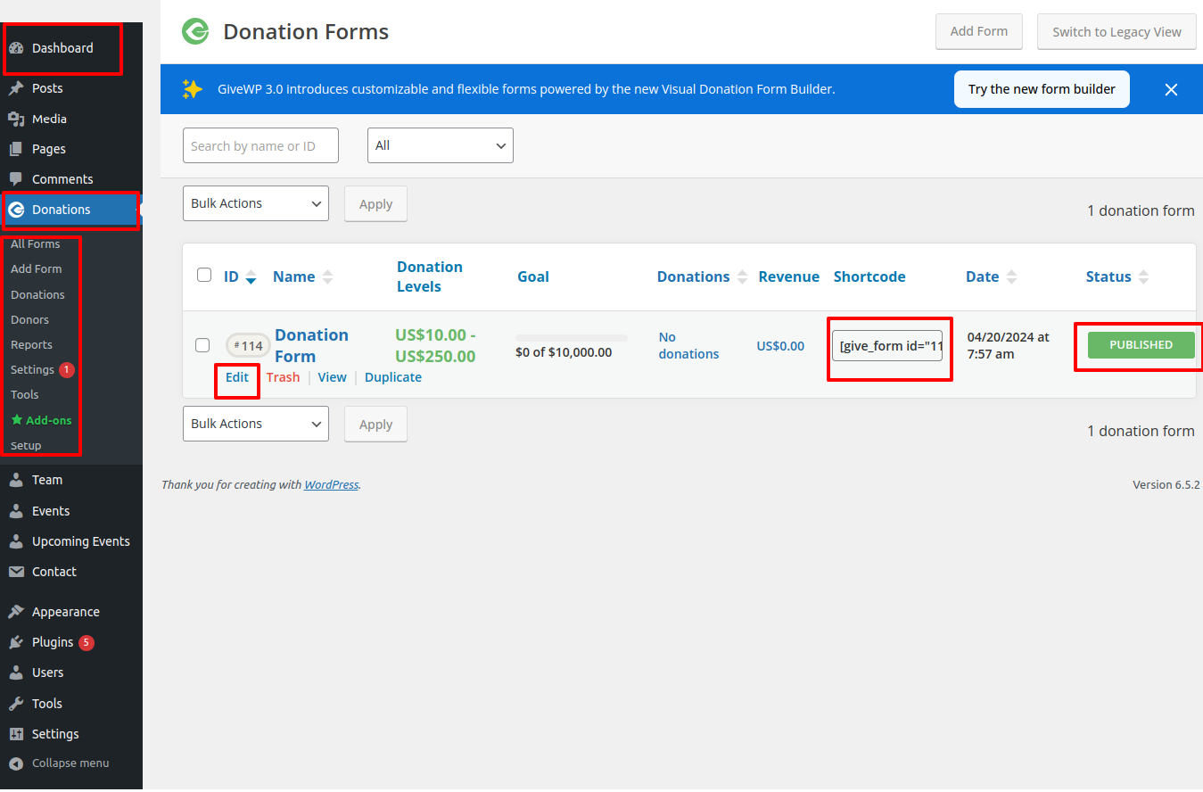 Amount To Be Donated Section