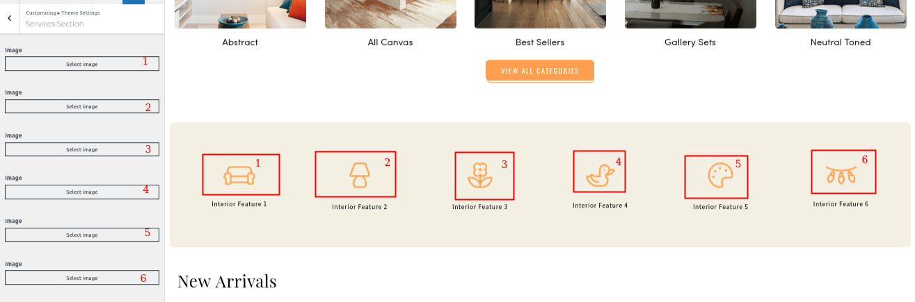 service Section Customizer Settings