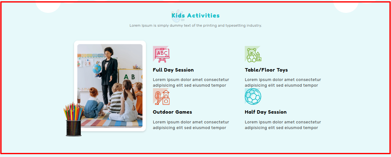 Kids Activities Section 