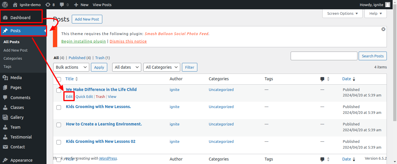 Our Blog Customizer Settings