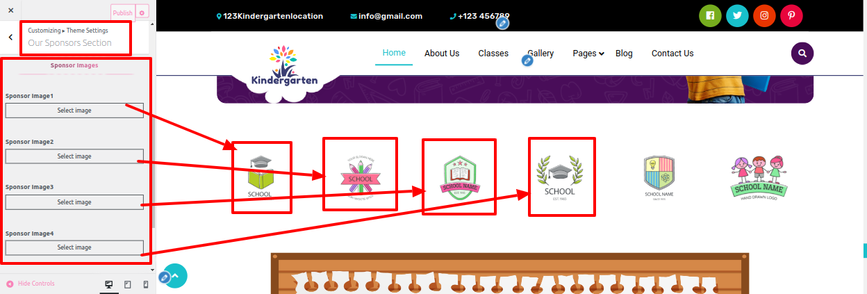 Sponsors Customizer Settings