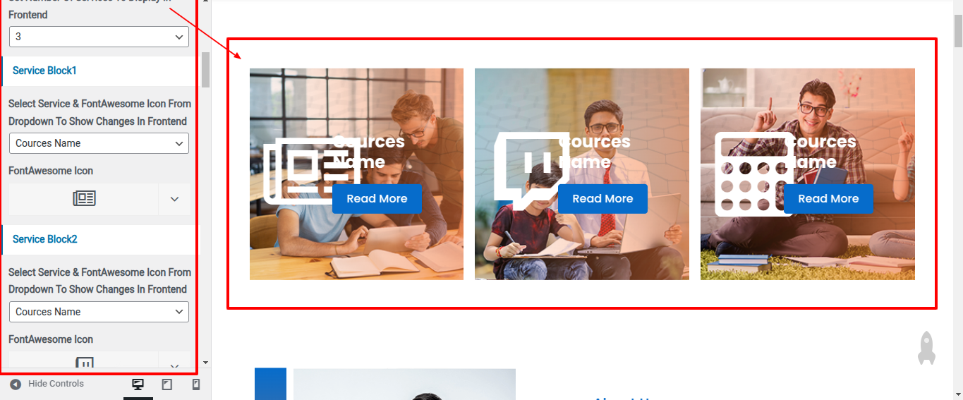 Service Customizer Settings
