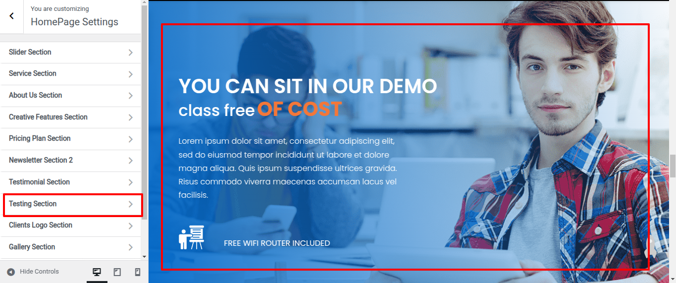 Testing Customizer Settings