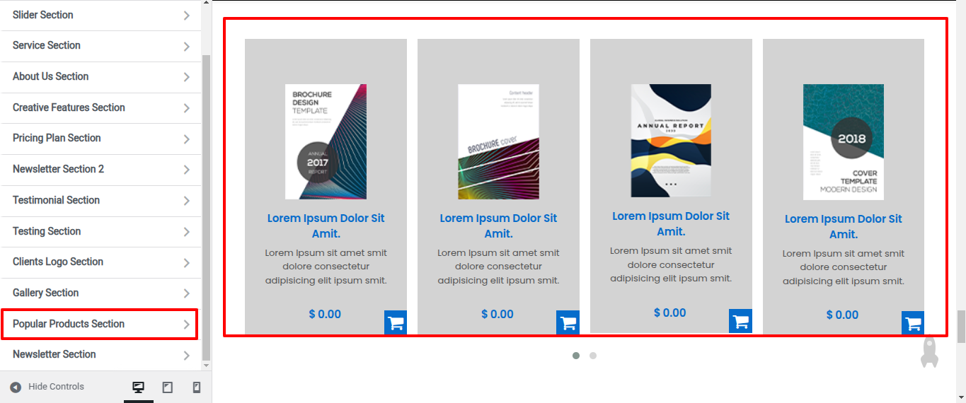 Popular Products Customizer Settings