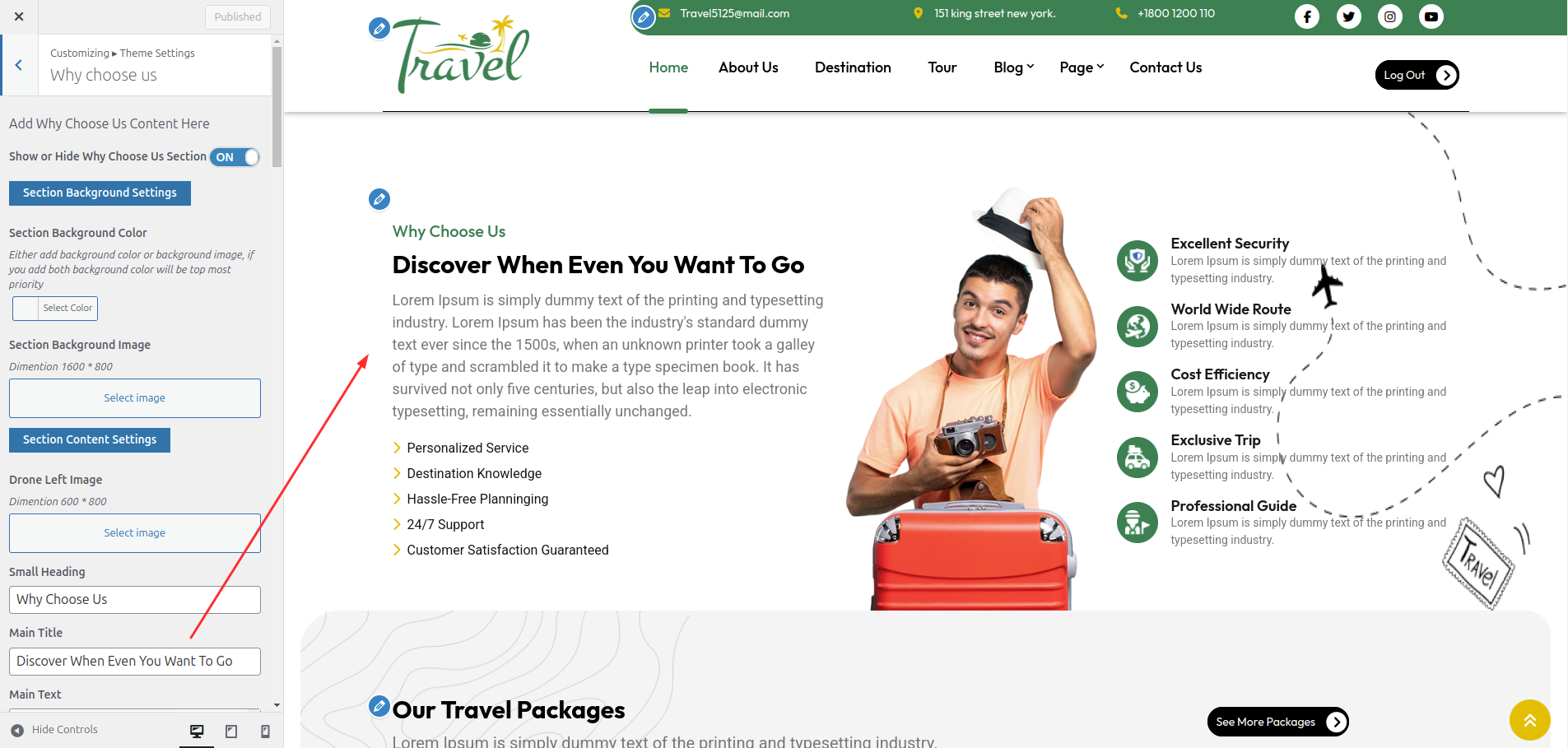 Why Choose Us Customizer Settings