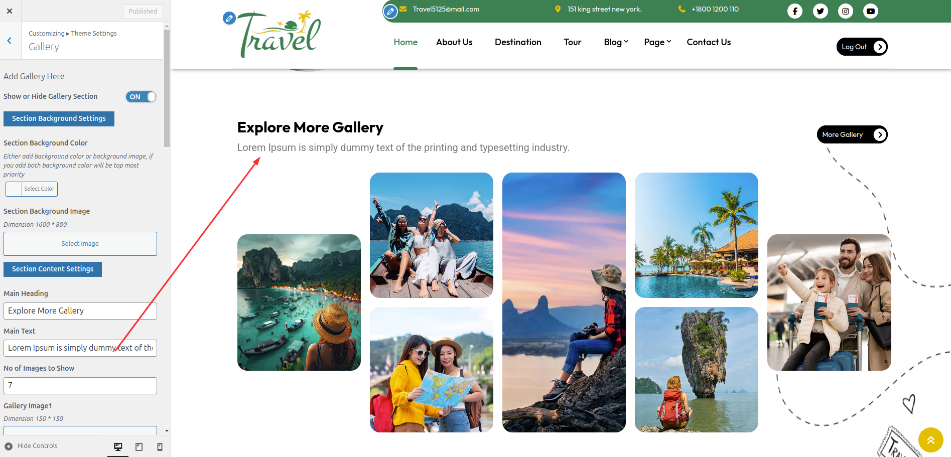 Gallery Plans Customizer Settings