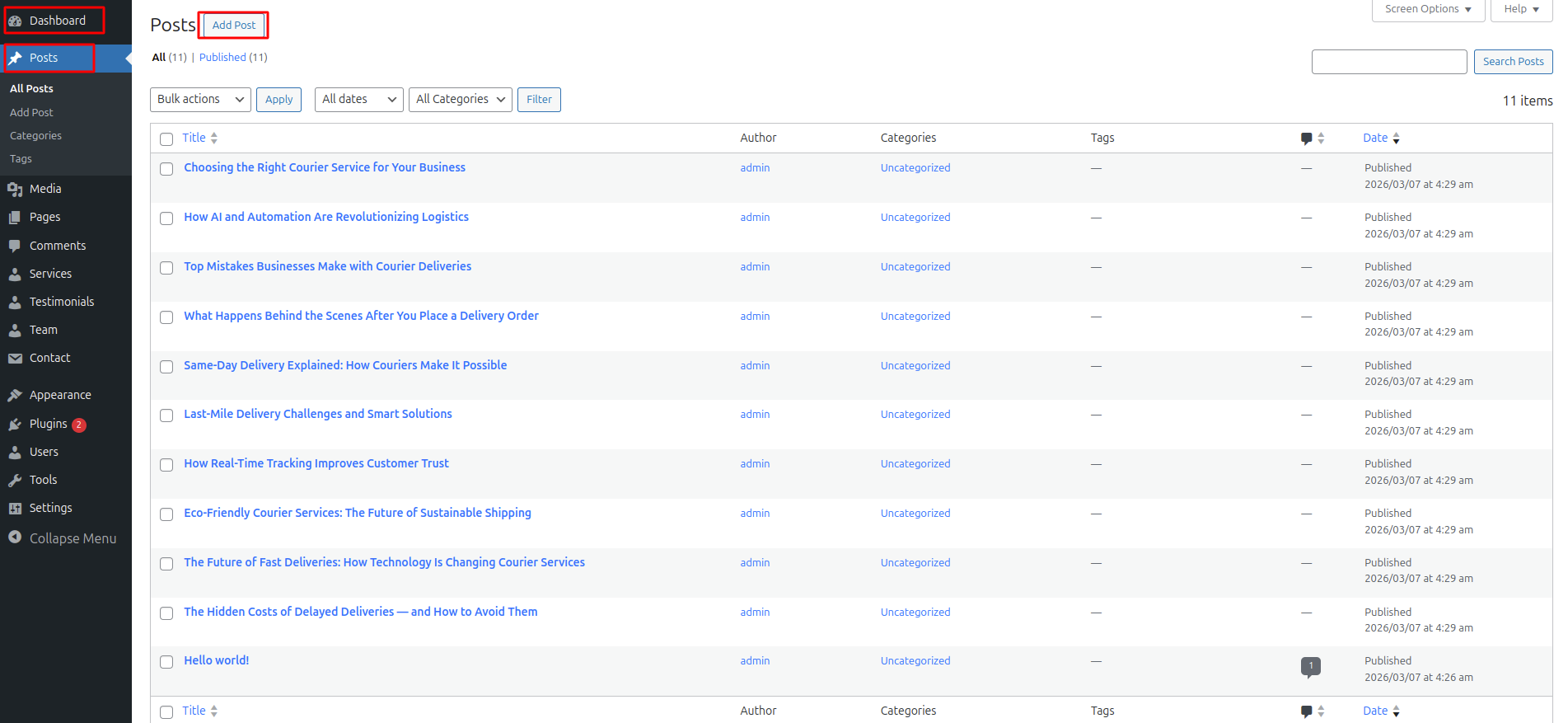 Blog Settings